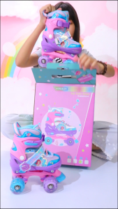 Girls Mermaid Roller Skates with Flash Adjustable 4 Sizes for Beginners Ages 2-12 Suitable for Christmas Birthday New Year Gifts.