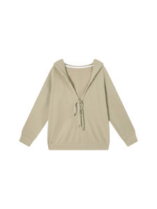THROUS | Áo Khoác Hooded V-Neck Tay Dài Phong Cách Hàn Quốc Thoải Mái