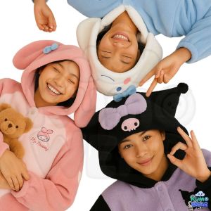 Kigurumi Onesie Adults Cinnamoroll My Melody Kuromi Soft Hooded Pajamas Cute Sanrio Anime Cosplay Costume Sleepwear Men Women Fluffy Loungewear Gift S L