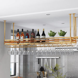 Luxury Stainless Steel Wine Glass Holder Wall Mounted Bar Counter Creative Inverted Hanging Rack Home Use Storage Shelf