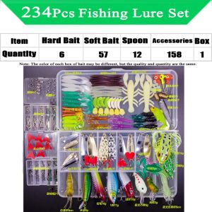 Fishing Lure Kit Soft and Hard Bait Set Gear Layer Minnow Metal Jig Spoon For Bass Pike Crank Tackle Accessories with Box