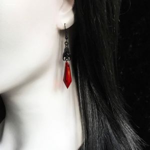 Creative Gothic Style Black And Red Crystal Pendant Earrings Dark Retro Punk Personality Drop Ear Jewelry Fashion Accessories