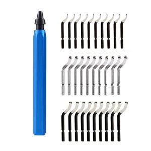Deburring Tool Kit RB1000 Metal Handle with 30PCS BS1010 BS1018 BK3010 Rotary Deburring Blades for Metal Wood Plastic Fiberboard