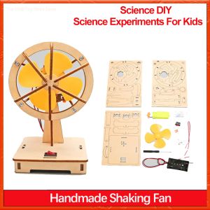Childrens Handmade Diy Electric Shaking Fan Scientific Education Experiment Wooden Material Package Childrens Assembled Toy