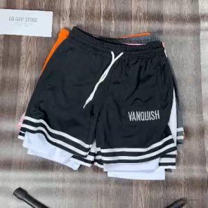 Quần thể thao nam 2 lớp VANQUISH thun lỗ kim thoáng mát không xù lông QV2L2