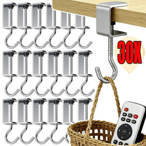 30/20Pcs Detachable Desktop Edge Hooks / Swivels Adjustable Table Hooks / Heavy Duty Metal Backpack Storage Hanger for Home School Office