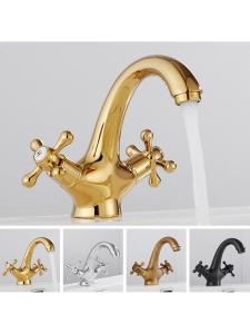 Antique Golden All Brass Bathroom Faucet