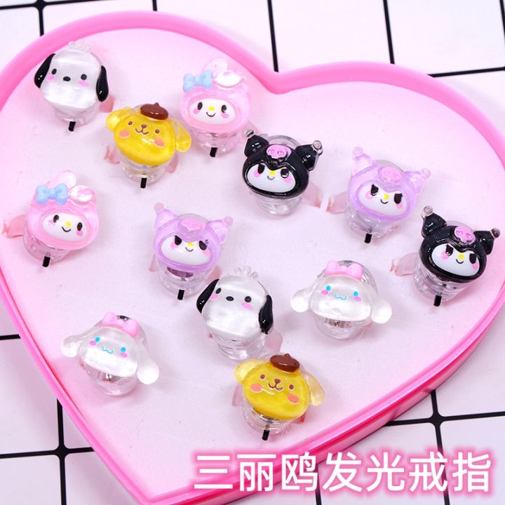 Nhẫn Sáng Bóng Hoạt Hình Sanrio Hello Kitty Nhẫn Ngón Tay Bé Gái Nhẫn Công Chúa Nhẫn Trang Sức Lấp Lánh Quà Tặng Cho Bé Gái
