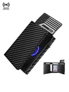 Ví Nam Bằng Sợi Carbon Gấp Ba Lần Với Ngăn Đựng Thẻ Từ Tính Ngăn Đựng Tiền Xu & Ngăn Đựng Thẻ Tín Dụng Ngân Hàng Ví Thời Trang