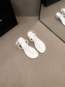 French Style Thong Slippers Womens Outdoor Wear Summer Thick Heel Beach Shoes Fashion Fairy Wind Toe-Post Sandals Low Cut