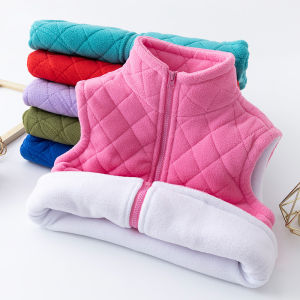 Thickened Plush Vest Childrens Autumn Winter Outerwear Cotton Sandwich Three-layer Jacket Boys Girls Clothes New 2025
