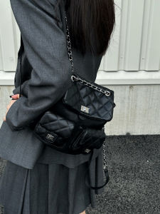 Capsule Milk Foam Chain Dual Shoulder Bag Simple Style Small Fragrance Trend Retro High End Commuting Backpack PU Leather