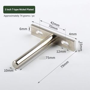 ✅Heavy Duty✅(1PC) 3/4/5/6 Inches Invisible Shelf Support Bracket T-Shaped Round Concealed Wall Metal