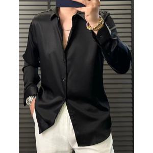 Comfortable Acetate Long Sleeve Shirt Mens Lightweight Luxury Outerwear Thin Style Pure Color Clean Version Autumn 2025