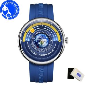 MARK FAIRWHALE 5700 Earth Dial Unique Design Waterproof Quartz Watches for Man Sports Silicone Strap Mens Watch Reloj Hombre