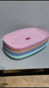 Satu Lusin/12 PCS Piring saji Persegi Panjang - piring Lodor - Piring Lauk persegi panjang warna dov multiwarna