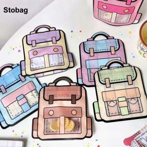 StoBag 50pcs Cartoon Candy Packaging Bags Ziplock with Handle Kids Cute Childrens Sealed Food Cookies Snack Storage Pouches