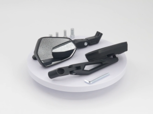 UNIVERSAL MOTORCYCLE SIDE MIRROR ALLOY FRAME BTF-1 PAIR WHITE LENS