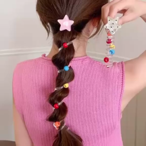 เทรนด์ใหม่ของผมเด็กน่ารักลายจุดรูปหัวใจสายโทรศัพท์ยางรัดผมเด็กผู้หญิงผมหางม้าสูงยางรัดผมเปียฟอง mq296