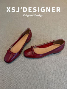 LIQIXIEFANG | Genuine Leather Square Toe Ballet Flats Soft Comfortable