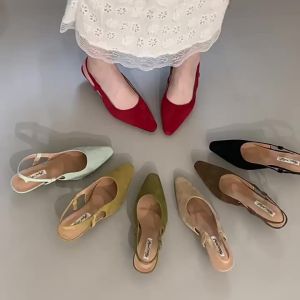 Fairy Red Cat Heel Suede Pumps