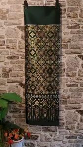 149.ผ้าไหมแกมฝ้าย ผ้าทอทั้งผืน ลายแพรวากาฬสินธุ์ สีเขียว