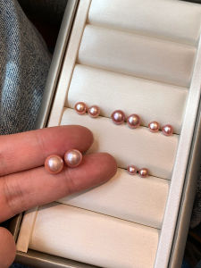 CAFFTI | Silver Pink-Purple Freshwater Pearl Earpins