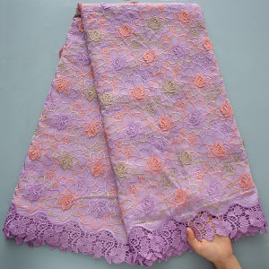 Ren Thủ Công Thụy Sĩ Voile Ren Hoa Nhiều Màu Hoa Oải Hương Với Họa Tiết Thêu Kiểu Ý Lấp Lánh Cho Váy Cưới S4551