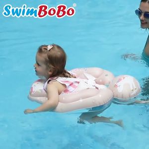 Swimbobo Swimming Float Pink Unicorn Baby Float with Seat Support Crouching Air-Bag Float Behind 跟屁虫 Add On Canopy for Sun Protection UV Filter Baby Learning Swimming Infant Baby Float Premium PVC Anti-Flip Float for Baby Girl Kids Pelampung Budak Keci