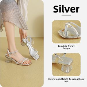 Josiny | Fashion Sandal with Water Crystal Wide Heel