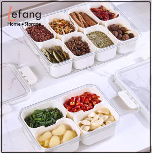 Lefang Food Storage Containers Stackable Refrigerator Organizer Bins with Lids with Removable Compartment Basket
