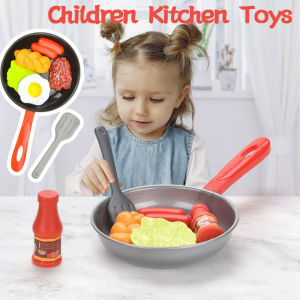 Children Kitchen Food Toys Simulation Frying Pan Vegetables Steak Bread Hot Dog Omelette Play Toy Set for Kids Gift