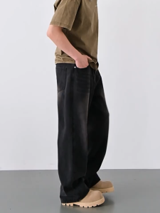 Baggy Maong Pants For Men Straight Cut Wide Leg Jeans Korean Style Retro Loose Casual Denim Pants