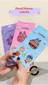 Set Mewarnai Karakter Pensil Warna Isi 12pcs Colored Pencils 12Pcs Pensil Warna Anak TK SD Karakter Labubu 12pcs