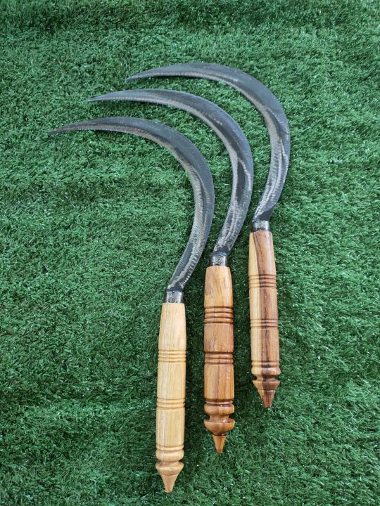 เคียวแหนบใหญ่ ด้ามไม้ เหล็กแหนบแท้ คมพิเศษ