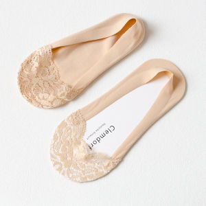 Clemdorf Flats Invisible Lace Ankle Socks Women Pure Cotton Non-Slip Tight Black Skin Color Foot Sock Export German