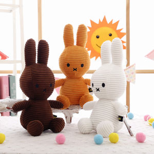 Fast shipping 30cm Cute Miffy Rabbit Striped Rabbit Plush Toy Baby Soothing Doll Throw Pillow Childrens Gift