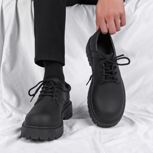 Zhang Jie Mickey Derby Shoes Mens High-End British Cleanfit round Toe Thick Bottom Heightening Matte Leather Shoes