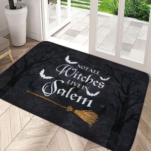 VIKAMA Happy Halloween Thảm Chùi Chân Mềm Mại Bí Ngô Phù Thủy Thảm Polyester Lối Vào Thảm Trải Sàn Để Trang Trí Nhà Thảm Phòng Khách Nhà Bếp