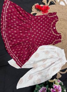 (PREORDER) Heavy Rayon with foil print for kids Top and Patiyala