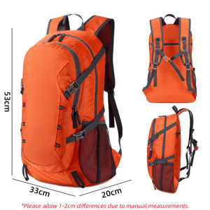 40L Outdoor Backpack Foldable Leisure Travel Camping Hiking Bag Reflective Stripe Lightweight Dry Wet Separation Large Capacity Luggage Bags