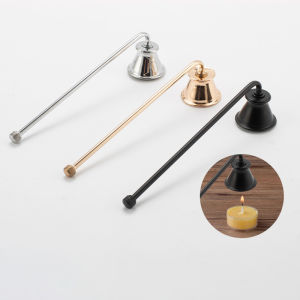 1pc Metal Candle Snuffer Gold/Black/Silver Bell-shape Fire Extinguisher Wick Cover 18cm Handle Vintage Decor Home SPA Hotel