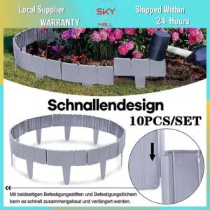 10pcs/set Garden Fence Cobblestone Border Plastic Lawn Edging Stone Simulation Garden Decor