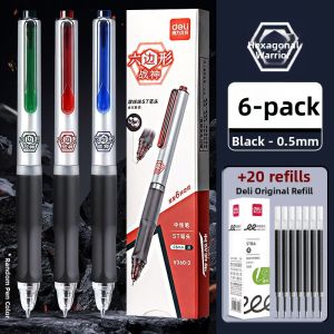 deli | Hexagonal Quiet Writing Pen for Students Quick Dry High Capacity Comfort Grip