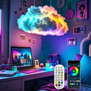 LED 3D Lightning Cloud Light Bluetooth Voice Control ปลั๊ก USB ระยะไกลหรี่แสงได้อารมณ์ตกแต่ง Night Light สําหรับห้องเกม