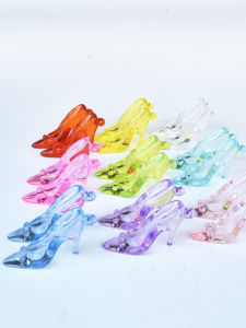 Transparent Acrylic Crystal Shoe Pendant Childrens Gem Jewelry Kindergarten Little Girls DIY Beading Necklace Gift
