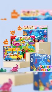 Magic Kids Jigsaw Puzzle Paper Board Learning Puzzle Cute Design Hands-on Training Brain Game Jigsaw Puzzle for Kids
