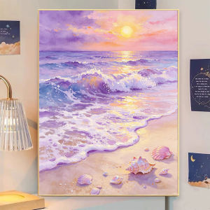 Kayou | Acrylic Paint By Numbers Sunset Beach Landscape Painting By Numbers on Canvas Coloring By Number for Adults Paint Digital Art