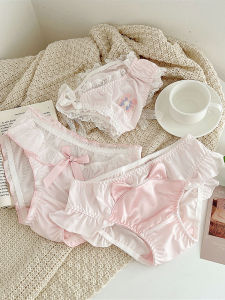 Quần Lót Ren Hồng Gợi Cảm Cho Nữ Mùa Hè Bằng Vải Lụa Sữa Dễ Thương Ngọt Ngào Phong Cách Pure Desire Có Nơ Bướm Quần Tam Giác