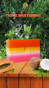 EtherealSkin Triple Whitening Beauty Soap Kojic Glutathione Papaya Fruit Extract 135g Skincare Beauty Bar for Acne Scars Melasma Pekas Stretchmark Uneven Skintone